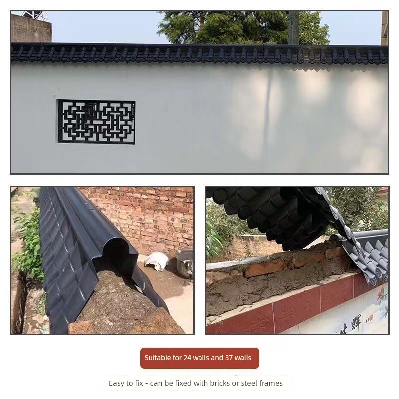 Wall Tile Double-Sided Wall Head Tile Courtyard Wall Roof Tile Wall Cap Resin Tile Antique Roof Tile Wharf Wall Plastic Tile