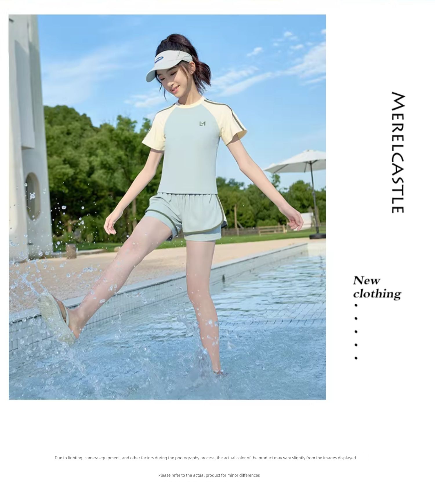 Girls' Swimsuit 2026 New Summer Model for Junior High School Girls with Chest Pads, Quick-Drying Two-Piece Swimwear for Older Children — 23