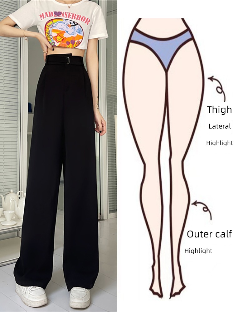 Sense of design High waist fat mm Thin money suit Wide leg pants