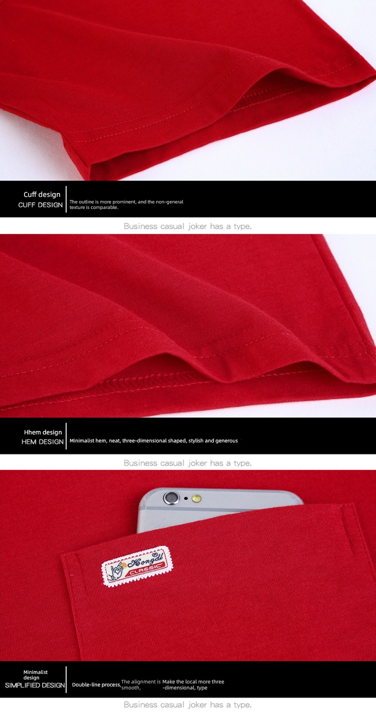 middle age Real pocket leisure time Big size Sweaters Short sleeve T-shirt