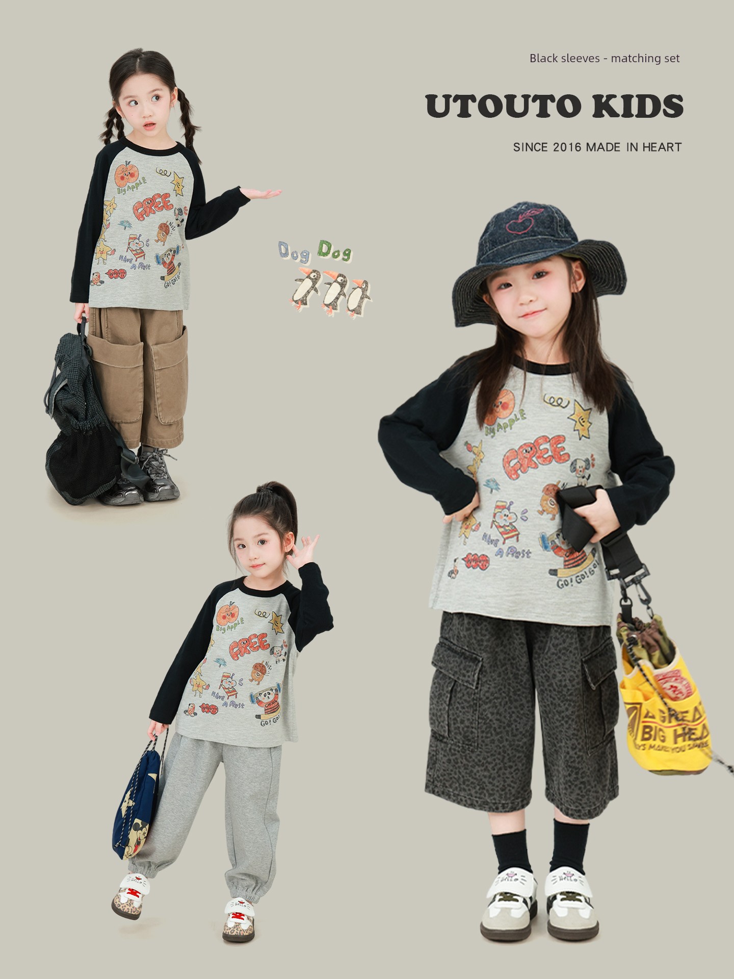 Big-Eared Elephant Girl's All-Over Print Raglan T-Shirt 2026 Autumn New Style Pure Cotton Round Neck Casual Long-Sleeve Top Trendy — 2