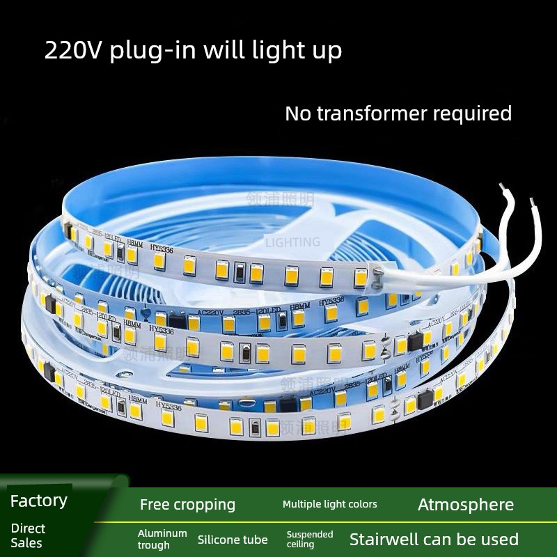 220 V24v Bare Board Magic Color Light with Self-Adhesive Decorative Linear Lamp Home Decoration Aluminum Groove Soft Line Light High Pressure SMD LED