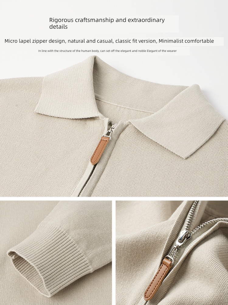 Pouilly Legende  Cotton yarn man Condom POLO Collar sweater