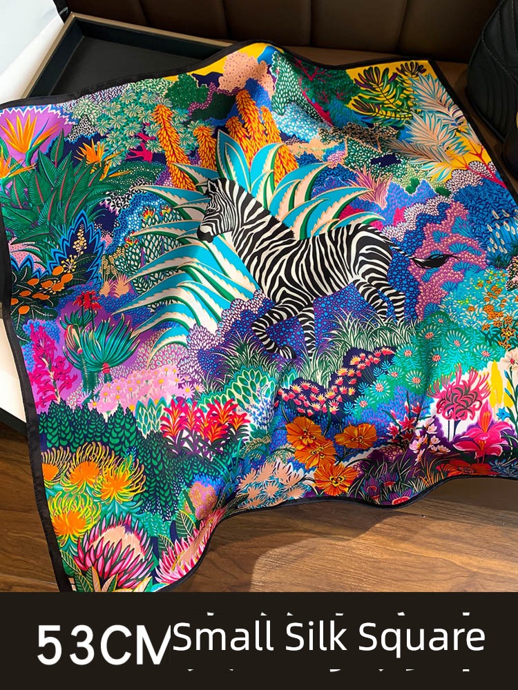 53CM Foreign style jungle zebra 100% female Scarf silk