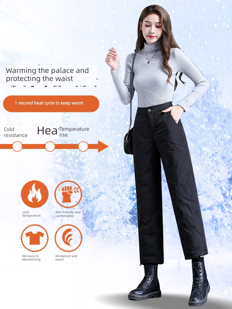 Show thin High waist Broad leg little chap Women Down pants