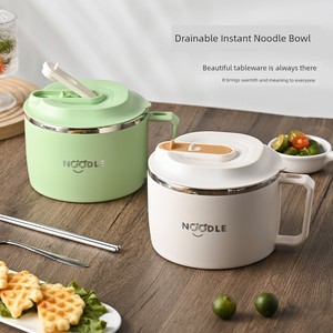 304 Stainless Steel Instant Noodle Bowl for Dormitory Students with Lid, Food-Grade Bowl, Personal Rice Bowl, Large Capa