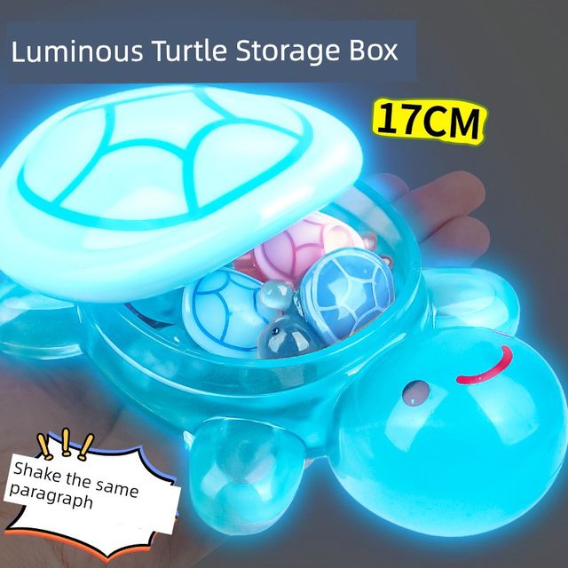 Open cover 17cm giant luminous turtle pairs and luminous toy storage box small turtle doll gift