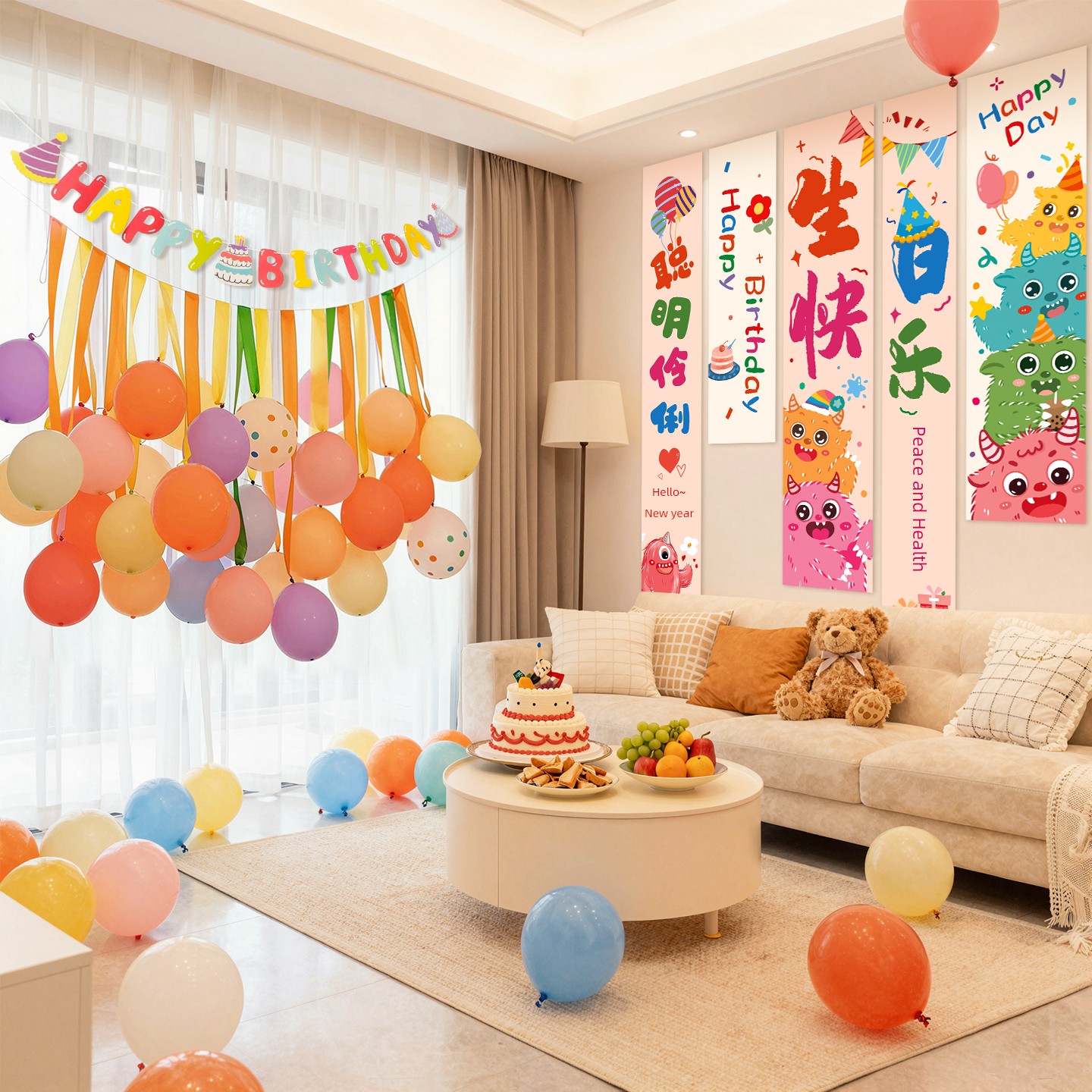 Birthday Scene Decoration 2 Balloons 3 Happy Ceremony Atmosphere Props for Little Girls and Boys 10 Years Old Party Props