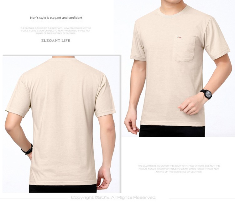 middle age Real pocket leisure time Big size Sweaters Short sleeve T-shirt