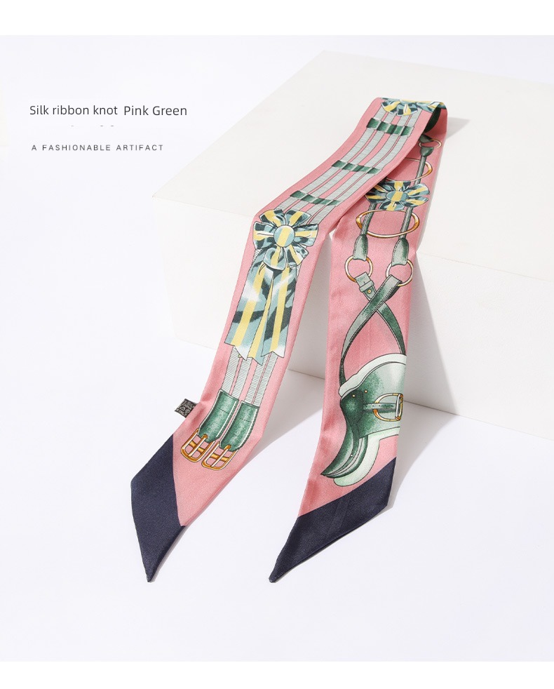 Handle Binding bag Twill silk Thin and narrow Small strip Silk scarf