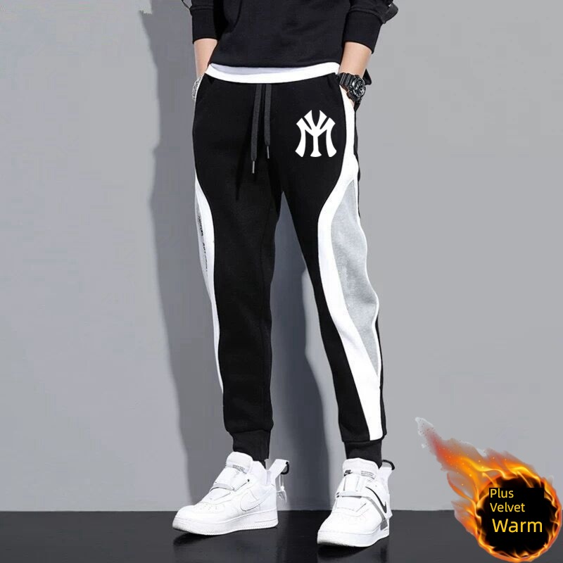 Bundle leg Chaopai leisure time Autumn and winter Plush thickening sweatpants