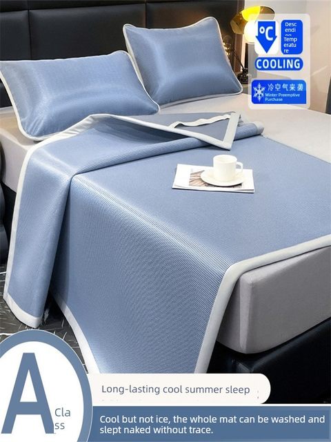 Summer cool mat sheets single piece ice silk mat summer cool children single air conditioning soft mat three-piece set can be washed
