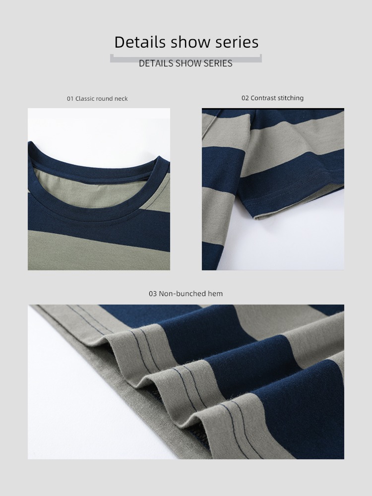 stripe man ins Half sleeve trend jacket Versatile T-shirt