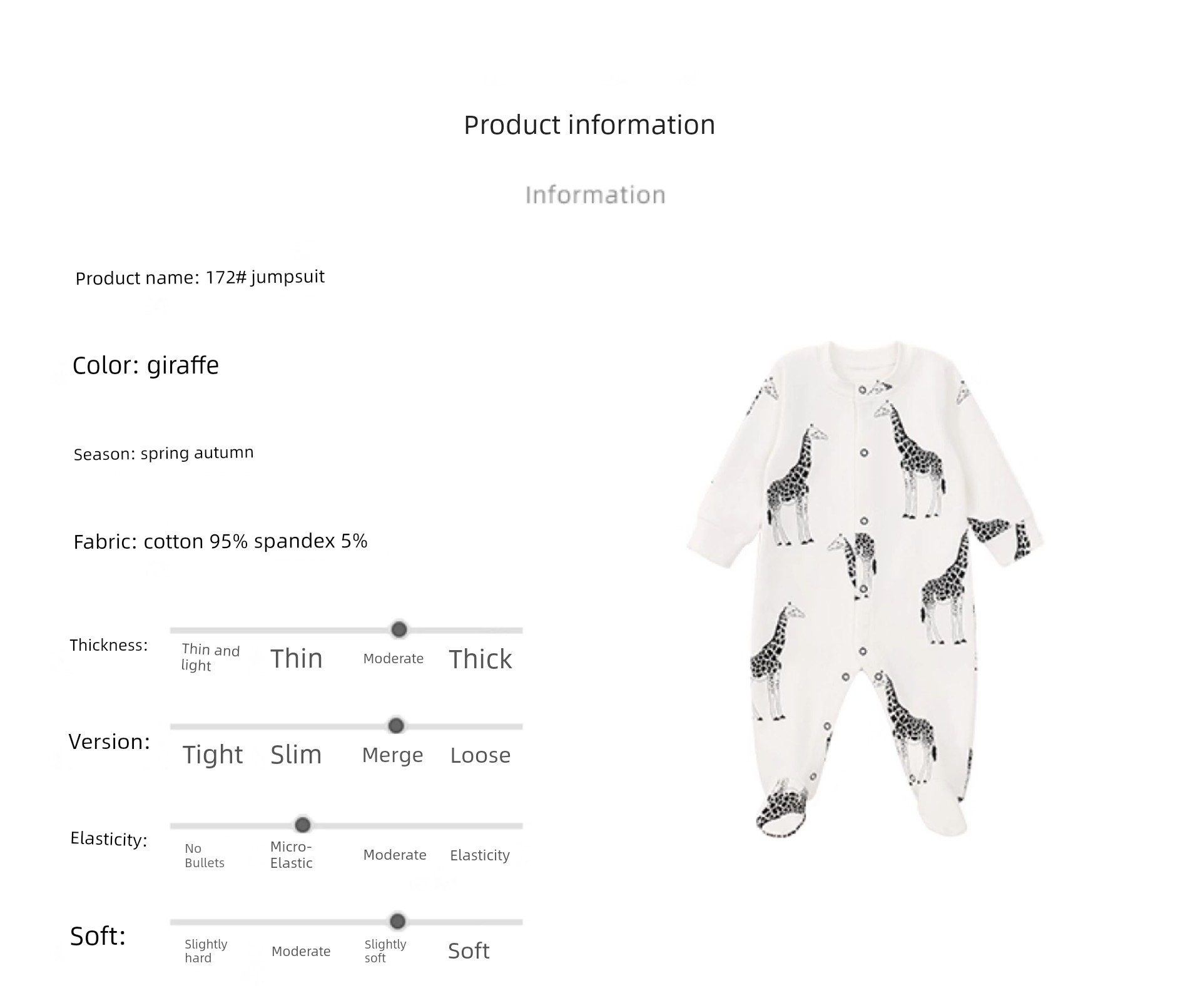 Tinypeople Infant Footed Romper Spring and Autumn Cute Fashionable Deer Print Baby Open-Crotch Outdoor Clothing — 3