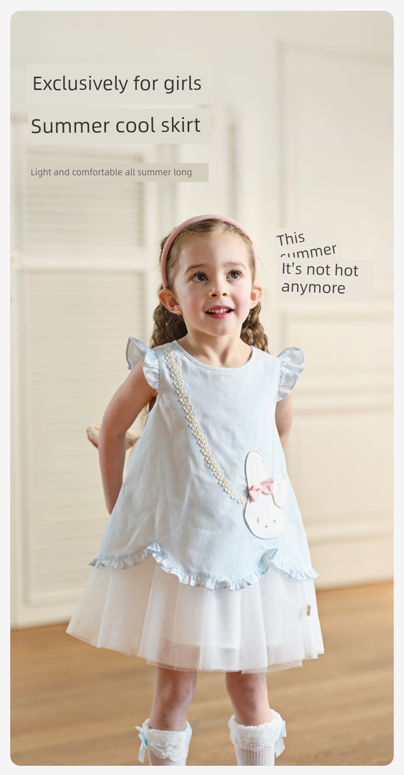 David Bella Girls' Summer Dress New Style Lyocell Cool Gauze Skirt Blue Princess Dress Baby Girl Dress — 4