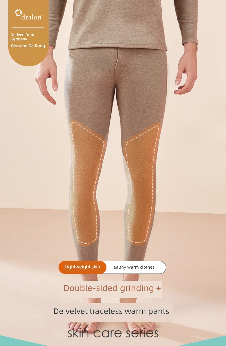 Warm pants man Derong pants Autumn trousers Plush Bottomed trousers Derong thickening Cashmere Belt protection knee De Rong Thread pants