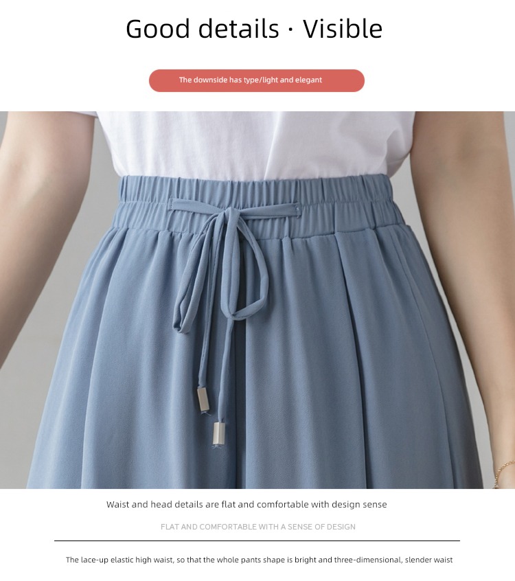 fashion fold High waist Sagging sensation Thin money Nine points Wide leg pants