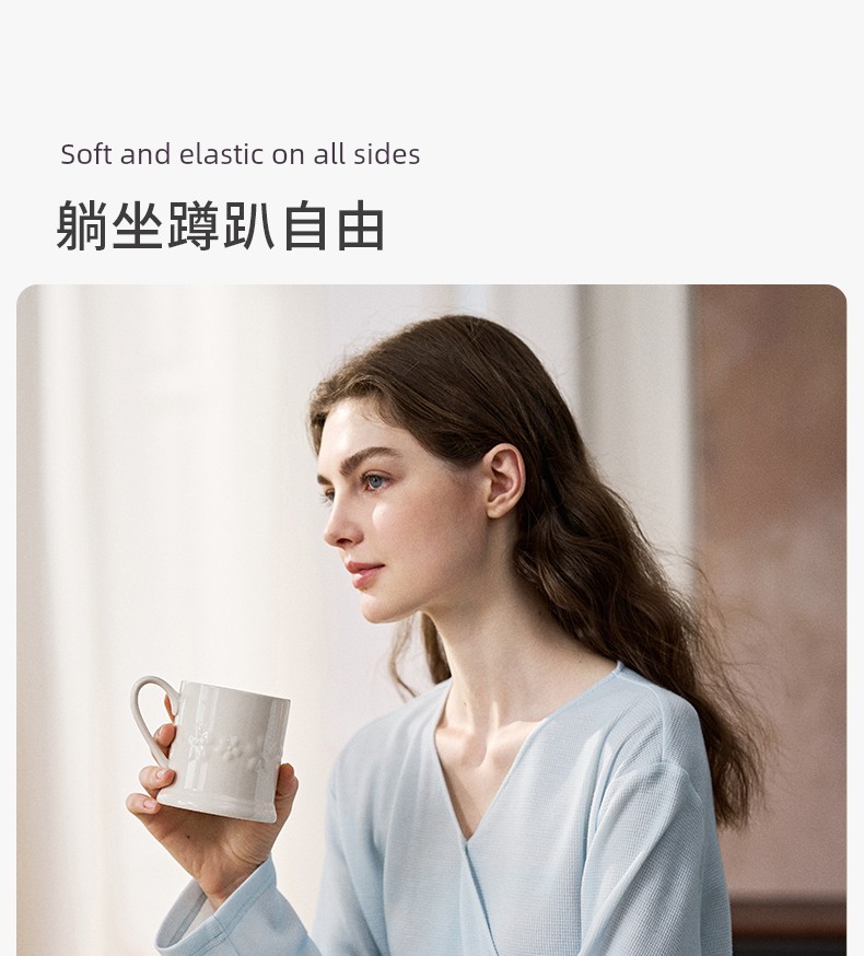 Manxi Autumn and Winter Camellia Waffle Nursing Clothes Yoga Sports Wearable Postpartum Outfit Maternity Homewear Set — 17