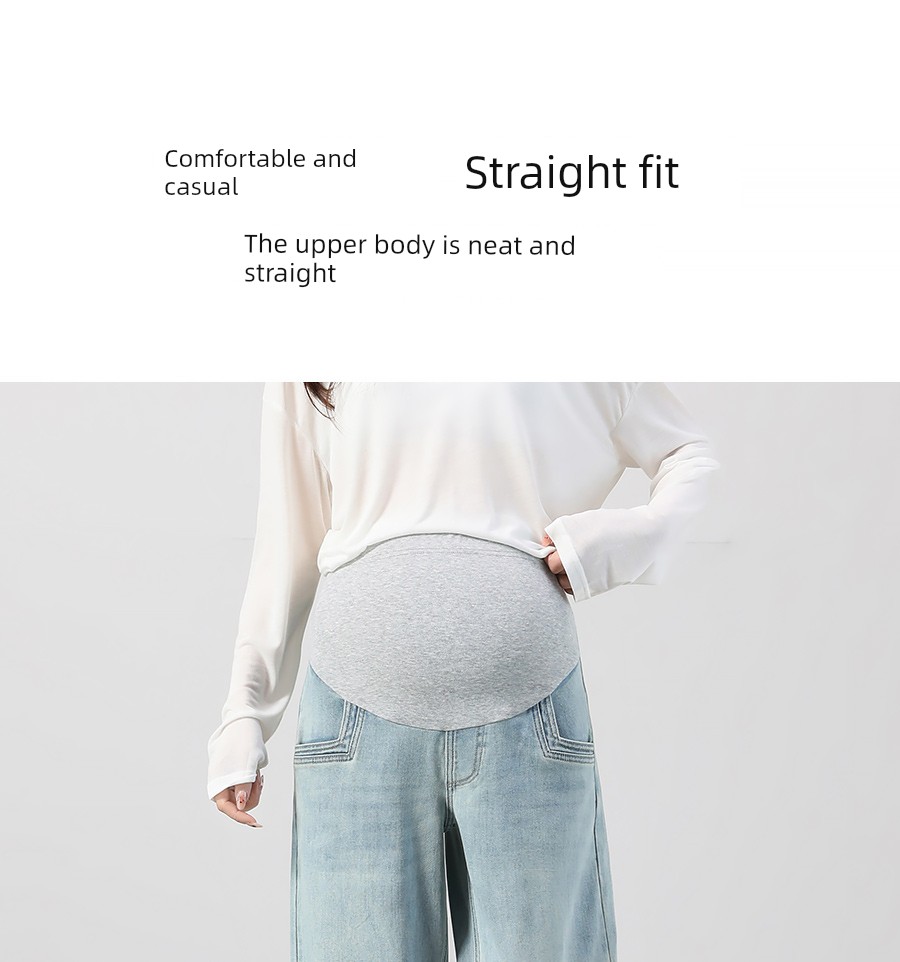 Maternity Premium Jeans for Pregnant Women, Spring and Autumn 2026 New Style, Petite Size, Cropped Straight-Leg, No Belly Support, Autumn Season — 20