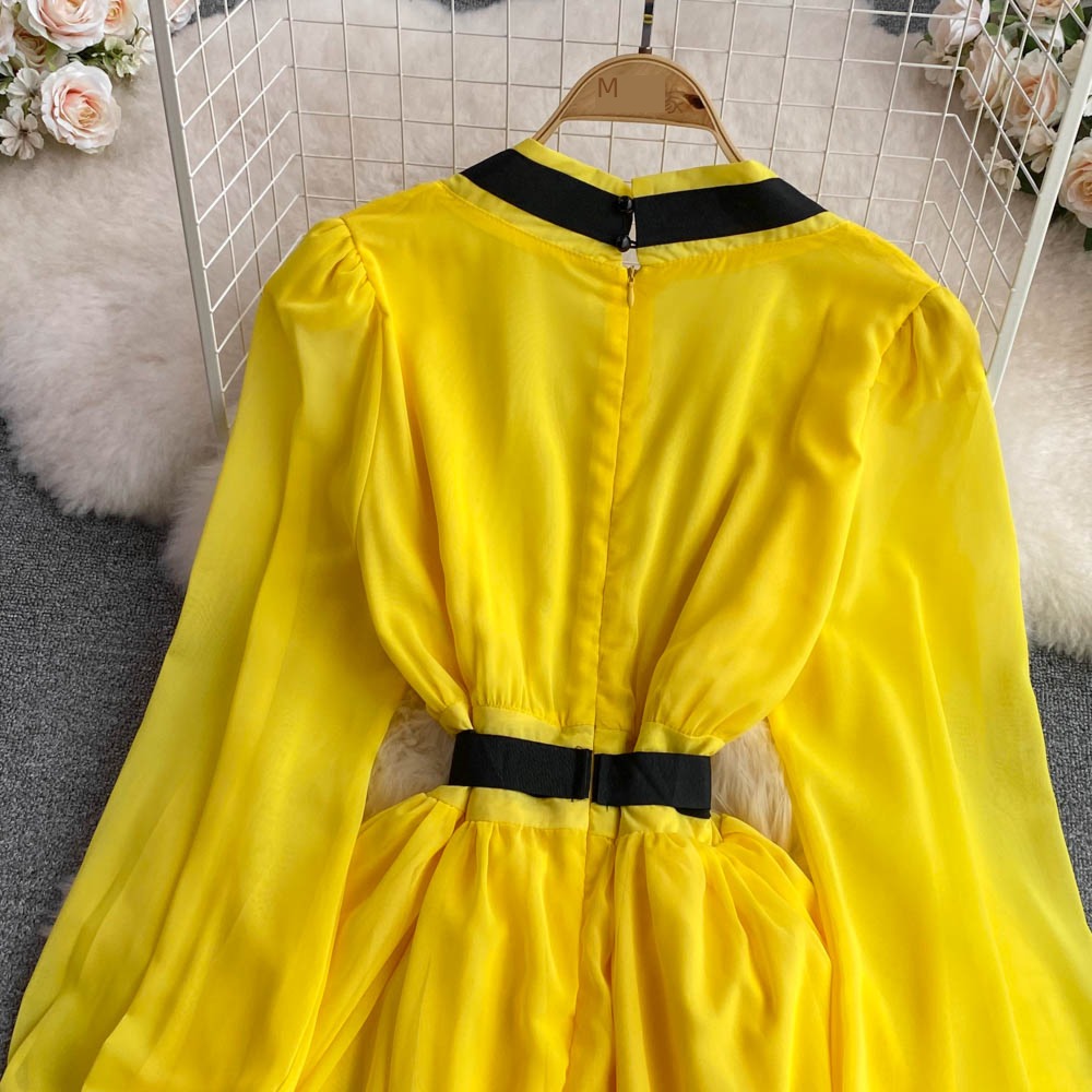 Light luxury Bubbles A word Fork grace Big swing Dress