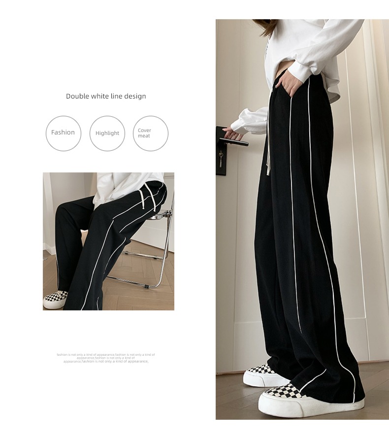 spring and autumn easy Show thin leisure time High waist Drawstring Sports pants