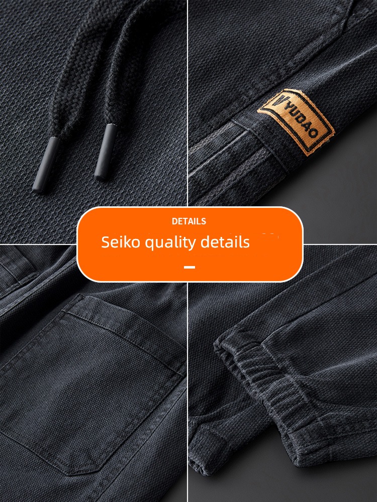 man Casual pants Autumn and winter 2022 The new Tie one's feet motion work clothes Plush thickening trousers Men's trousers Autumn and winter Wear out