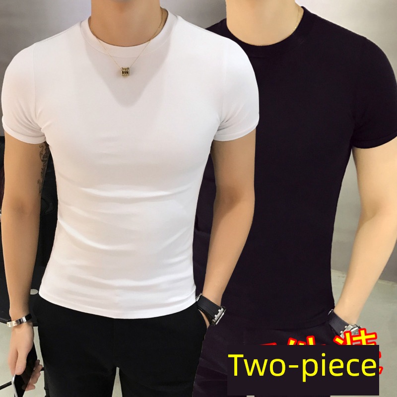 man Korean version Thin money elastic force Self-cultivation Short sleeve T-shirt