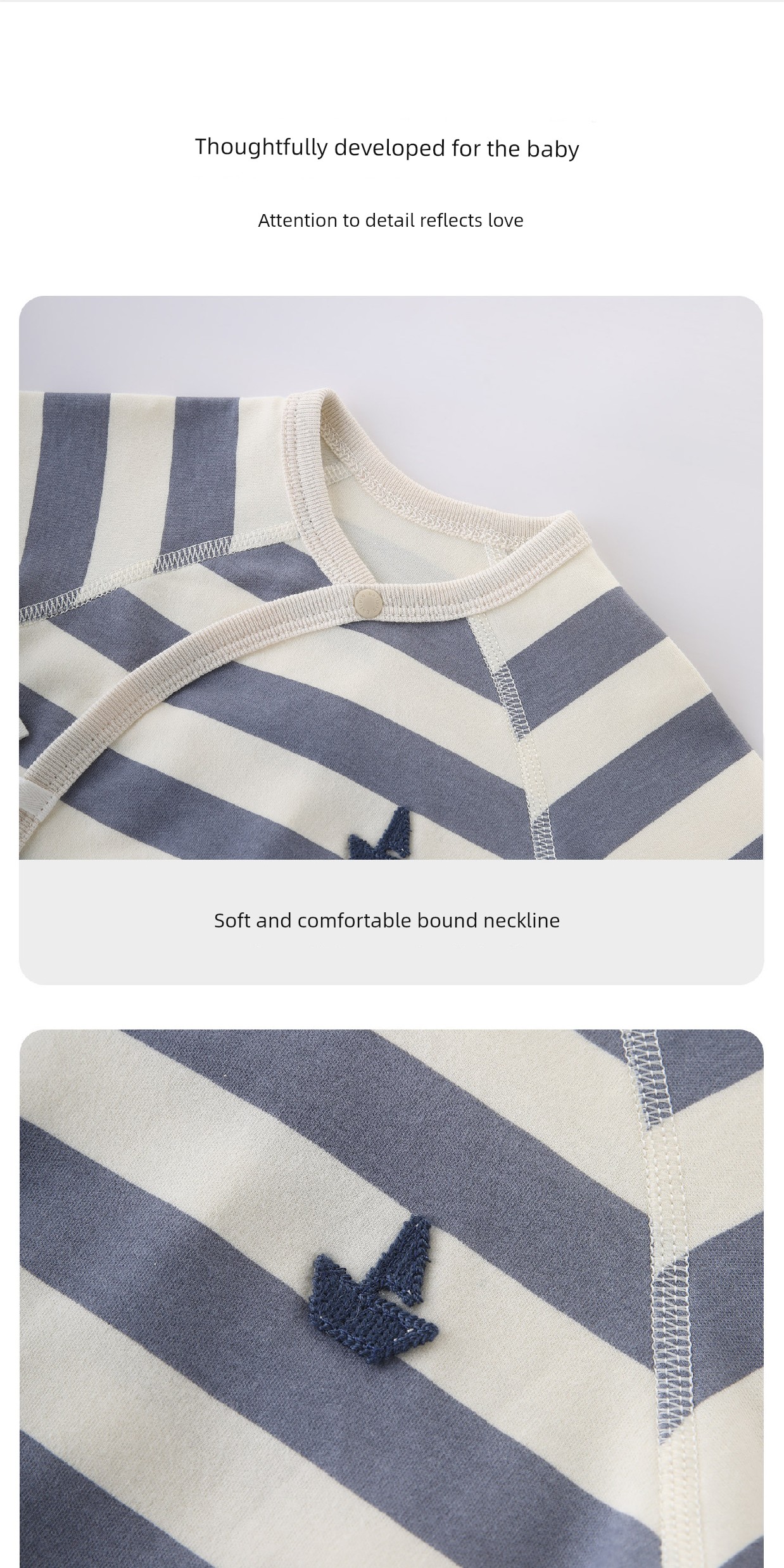 Baby Jumpsuit Autumn Romper Newborn Pure Cotton Pajamas Striped Newborn Baby Clothes 2-Piece Set — 11