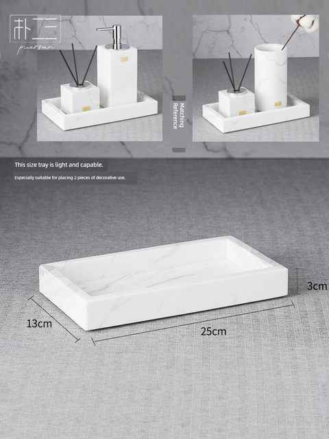 Marble aromatherapy tray ornaments Light luxury hotel bathroom toilet bowl countertop hand sanitizer tray set high-end sense