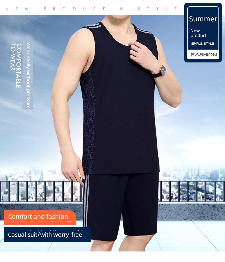 Middle aged and elderly summer Sleeveless Basketball clothes man shorts