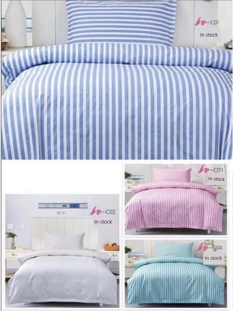 Hospital medical clinic health center bed sheets and quilt covers three-piece set white and blue single-person nursing bed sheet supplies