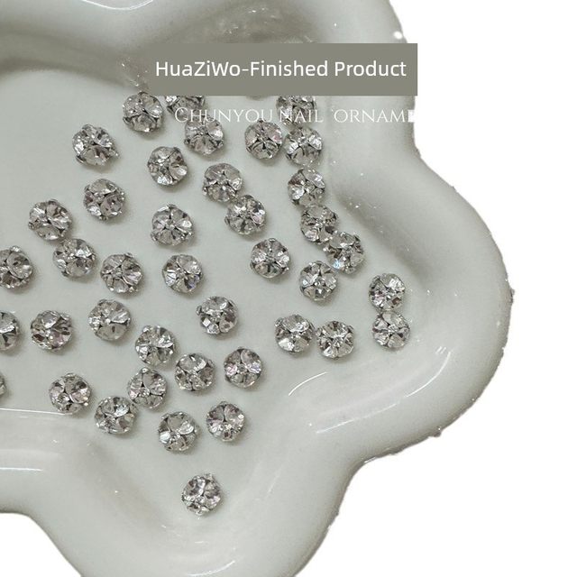 Blasting Huazi cut nail art pile diamond jewelry high quality bottomless support white finished diamond ball pile diamond nail jewelry