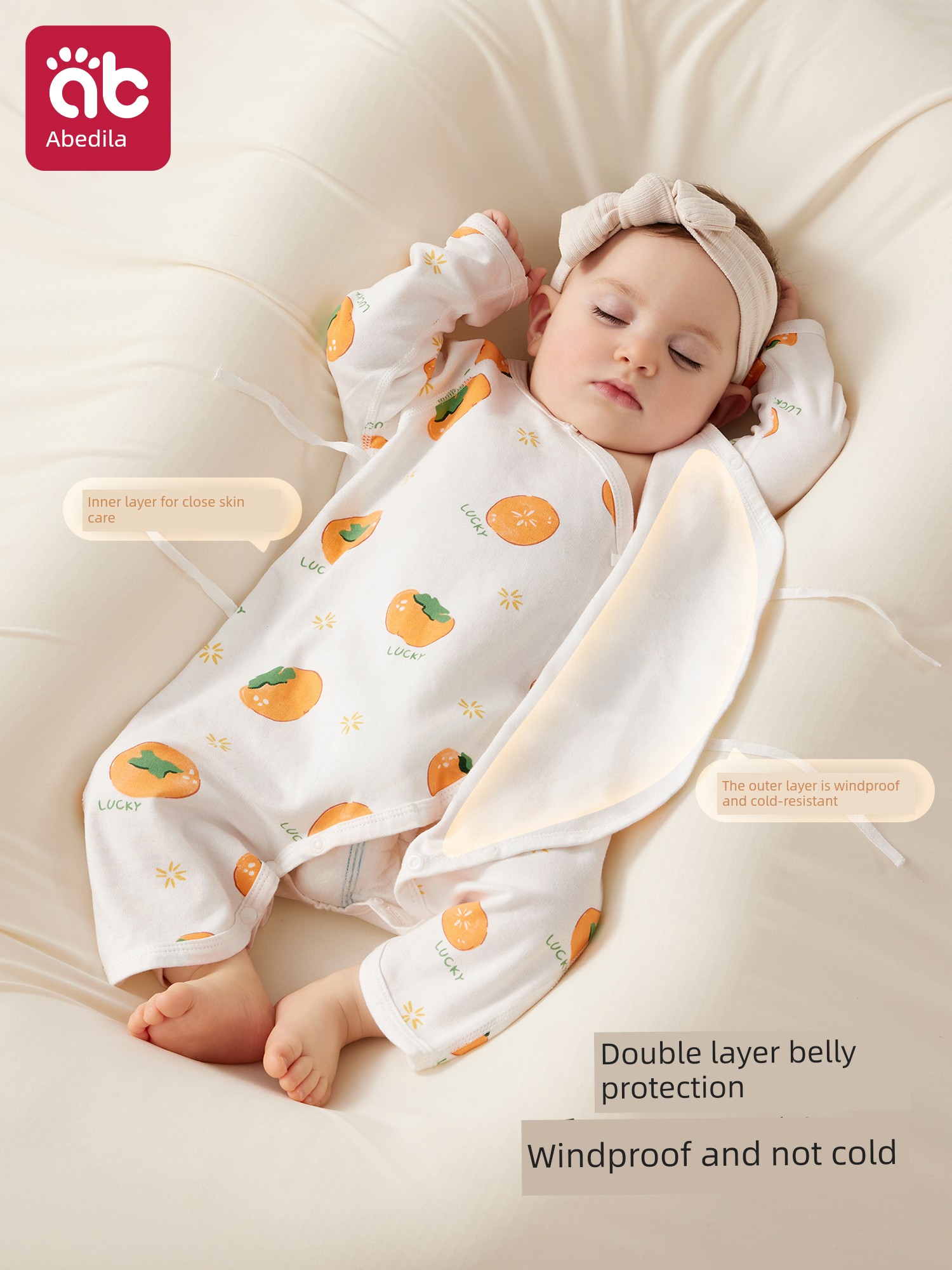 Newborn Baby Clothes Size 52, 9-Month-Old Dopamine Autumn and Winter Outfit, All-Season Pure Cotton Baby Romper