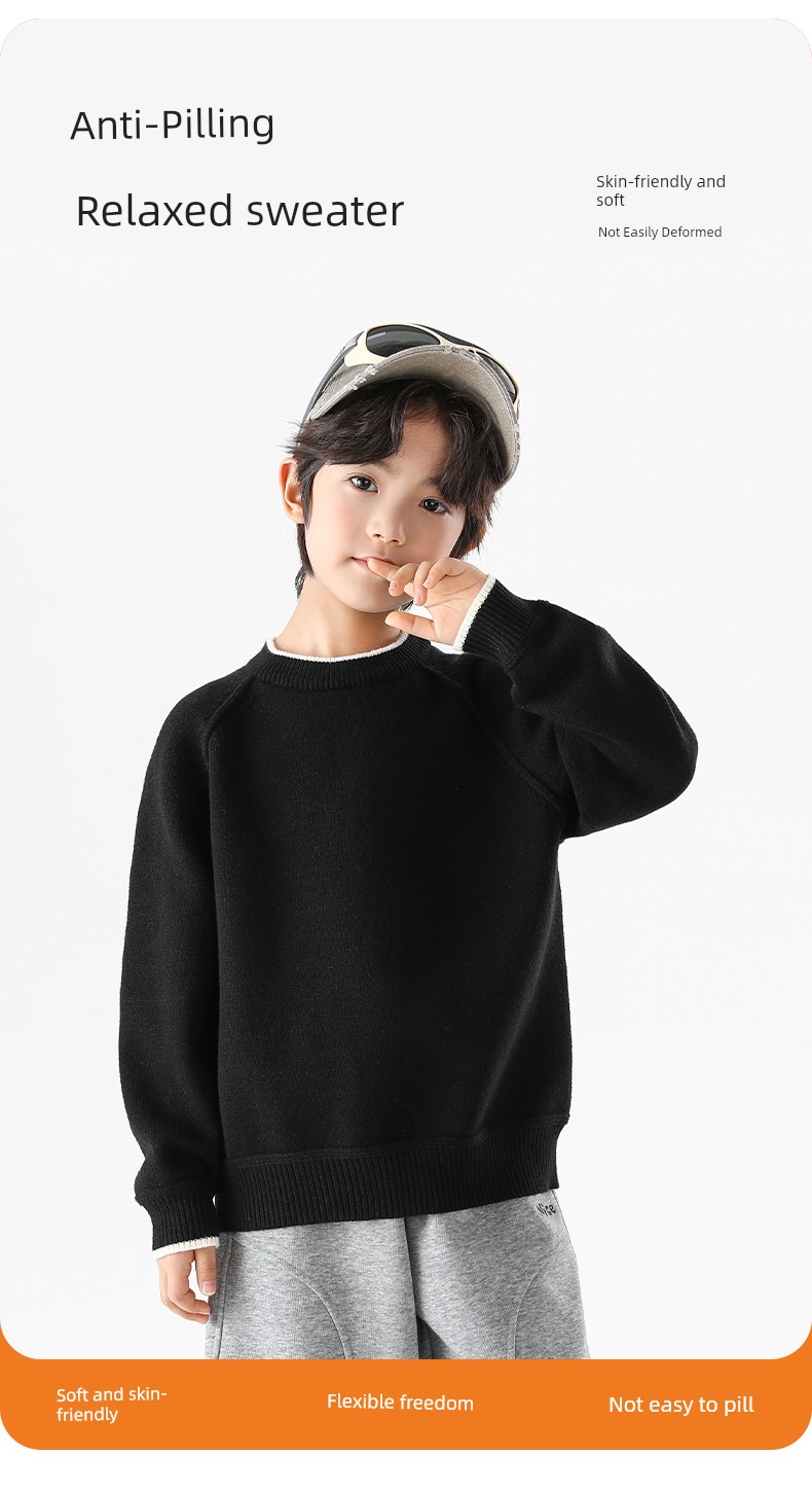 Little Elephant Ham Children's Clothing Boys' Sweater Children's Round Neck Base Shirt Autumn 2026 New Style Boys' Knitted Top — 4