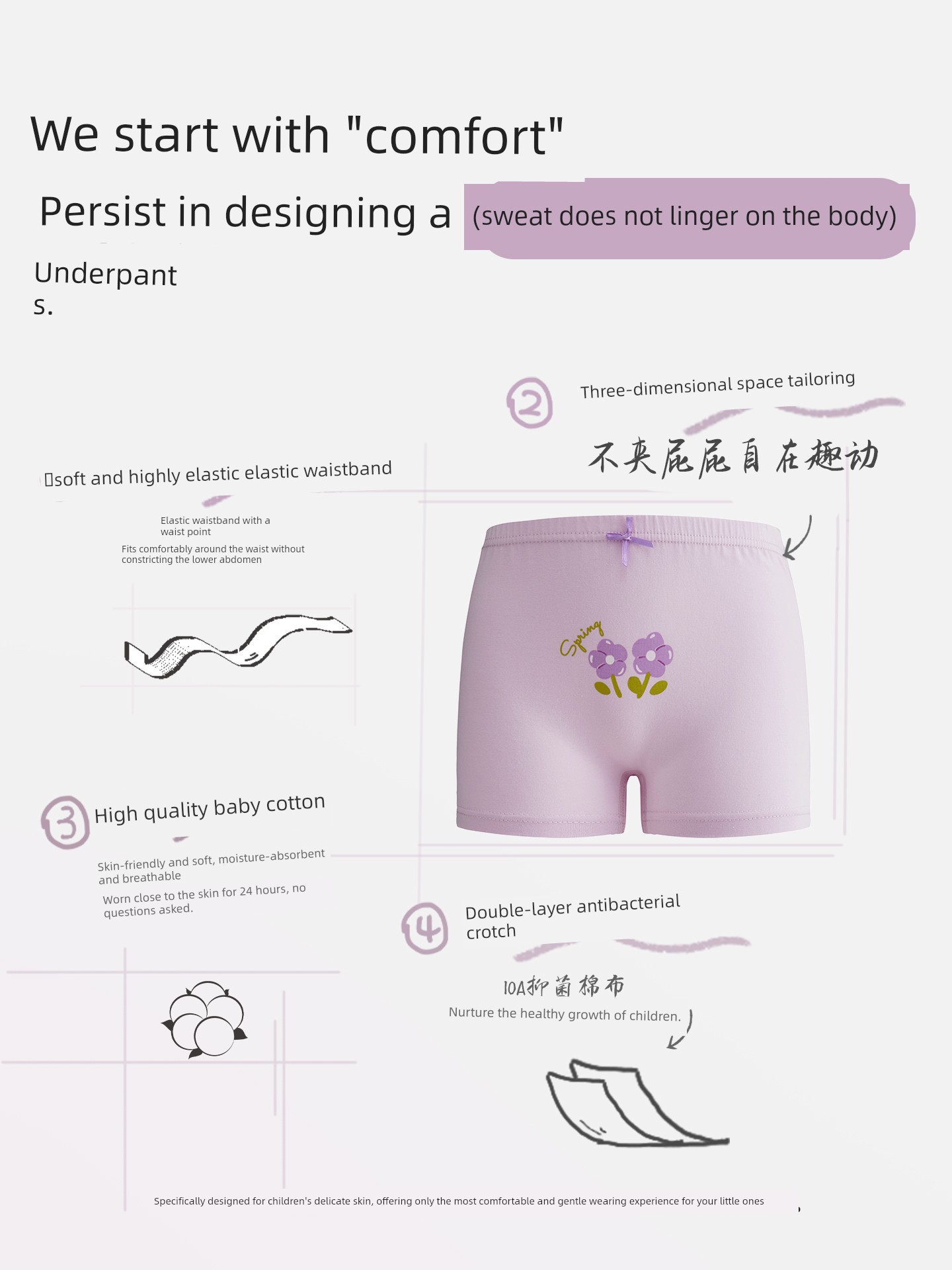 Girls' Underwear for Junior High School Students, Pure Cotton, Class A, Four-Corner Boxer Shorts That Don'T Pinch the Buttocks, for Older Girls — 4