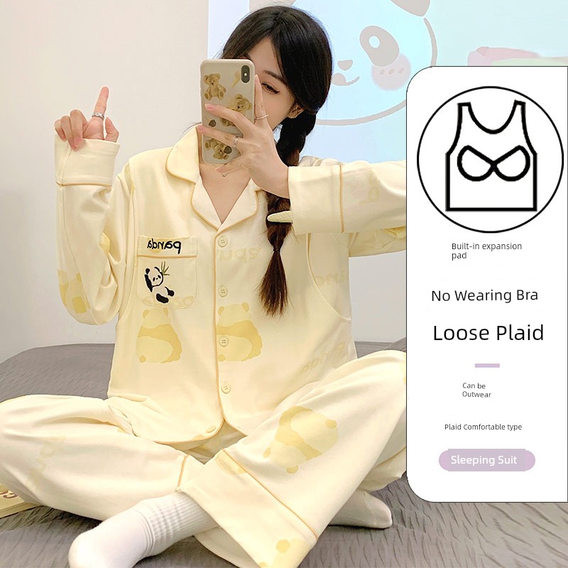 With Chest Pad Pure Cotton Spring and Autumn Nursing Clothing Confinement Clothing — 2