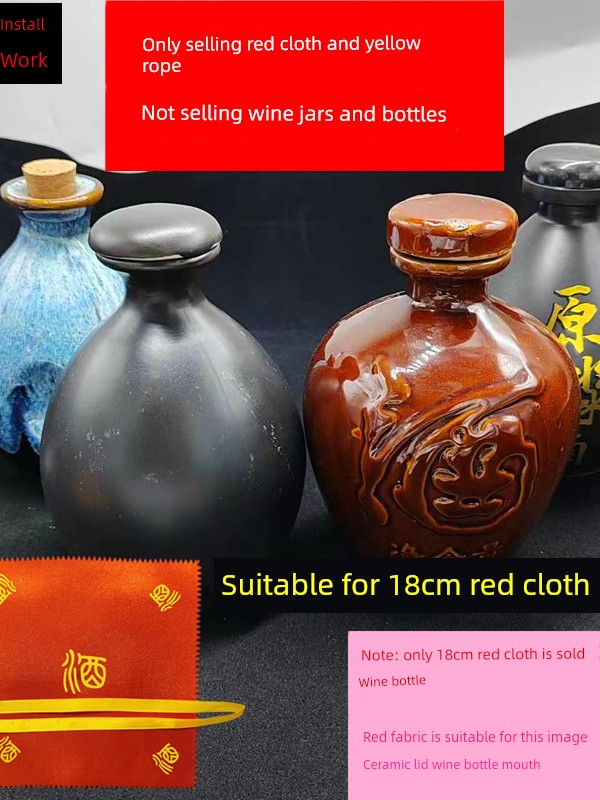 0.50kg Jar Wine Cloth Red Cloth Liquor Jar Cloth Wine Jar Cloth Wine Scarf Ceramic Jar Bottle Cloth Cover Cloth Bottle Cap Cloth Seal Napkin