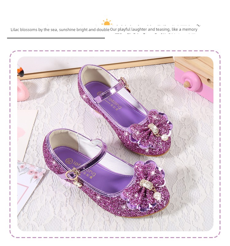 Girls' High-Heeled Shoes 2026 New Spring and Autumn Princess Shoes Round-Toe Performance Shoes Little Girls' Gold Host Performance Shoes — 14