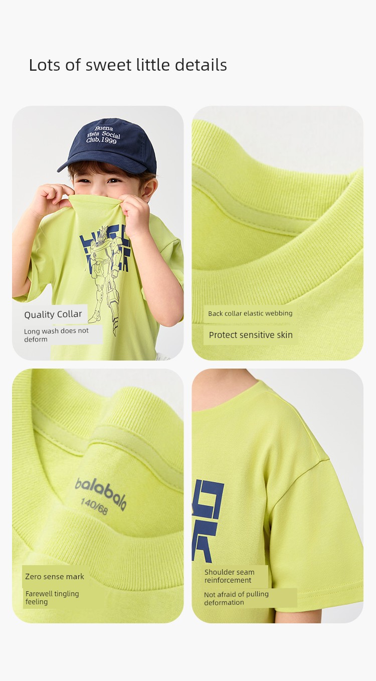 Balabala Short Sleeve Tops Casual Pure Cotton Children's Clothing — 35