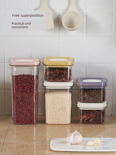 Rotary sealed jars, mixed grains, dried fruits, kitchen storage jars, bottles, food grade plastic stackable storage box