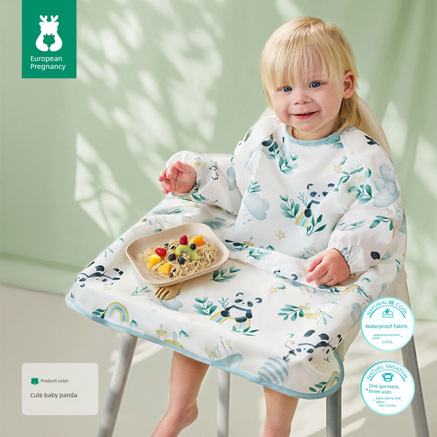 European-Style All-In-One Dining Chair Cover, Baby Feeding Bib, Infant Food Bib, Waterproof and Stain-Resistant Children's Apron — 4