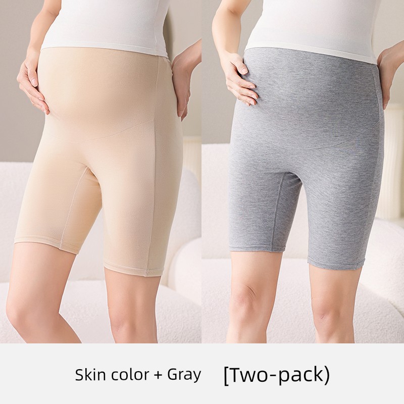 Maternity Cotton Underwear for Summer, Large Size, Anti-Exposure Safety Shorts, Two-In-One, Extended Length, Five-Point Leggings for Summer — 4