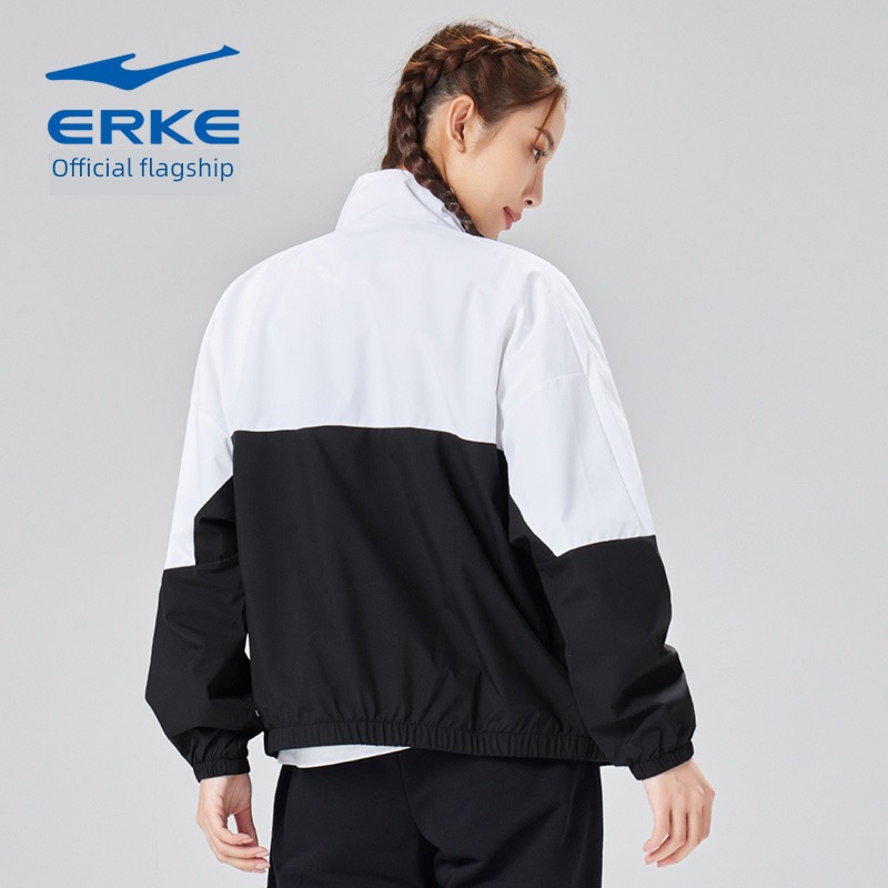 Erke Same style in shopping mall Splicing female motion Windbreaker