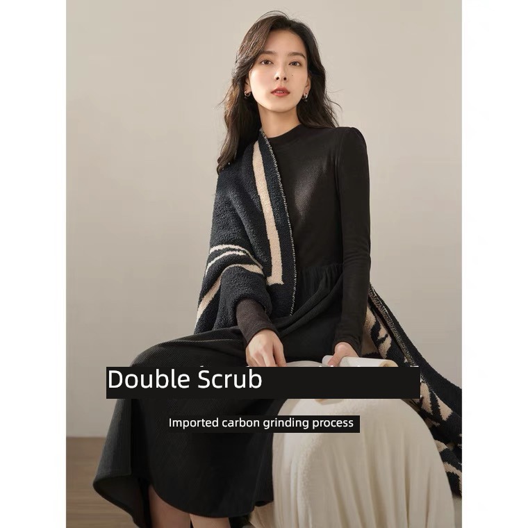 Inman  Retro Half high collar Long sleeve Undershirt Dress