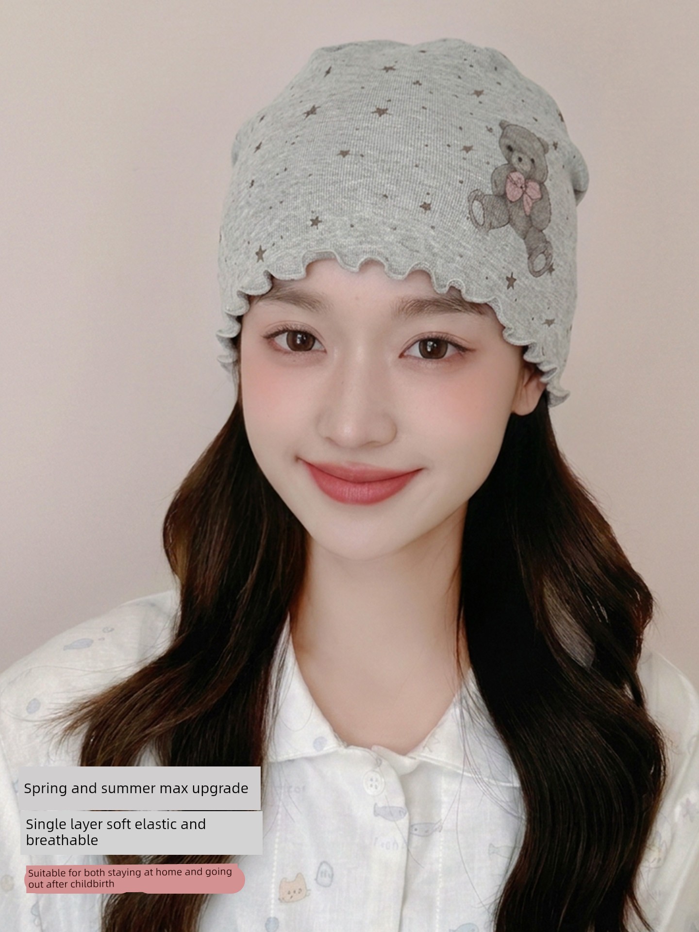 Jq Jingqi [Ruffled Edge] Summer Thin Maternity Hat Single Layer Floral Large Head Circumference Pregnant Women's Hat Windproof Forehead Protection — 3