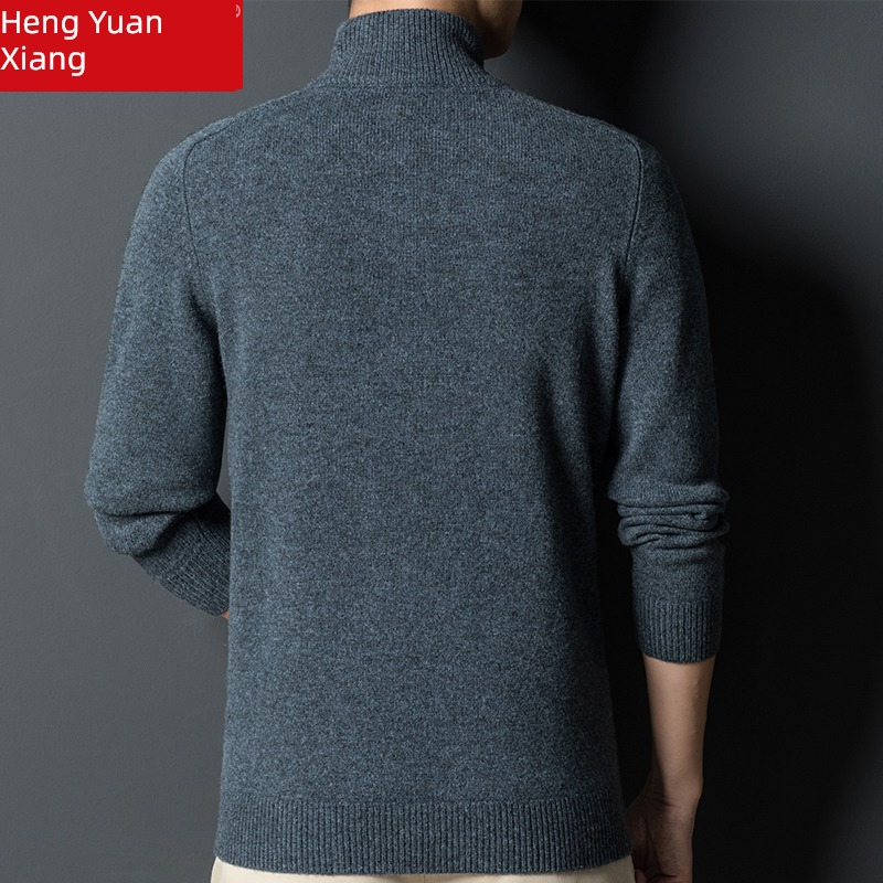 hyz  zipper Half high collar middle age dad cardigan