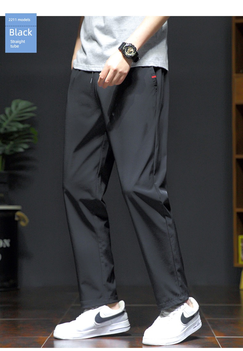 man Spring and Autumn trend Plush thickening Cropped trousers