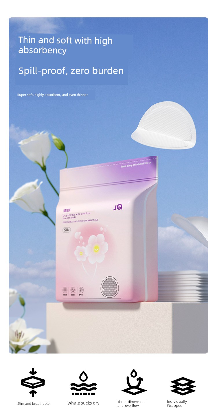 Jq Jingqi Anti-Overflow Breast Pads, Ultra-Thin Disposable Breast Pads during Lactation, Postpartum Breathable Anti-Leakage Breast Pads, Breast Pads — 2