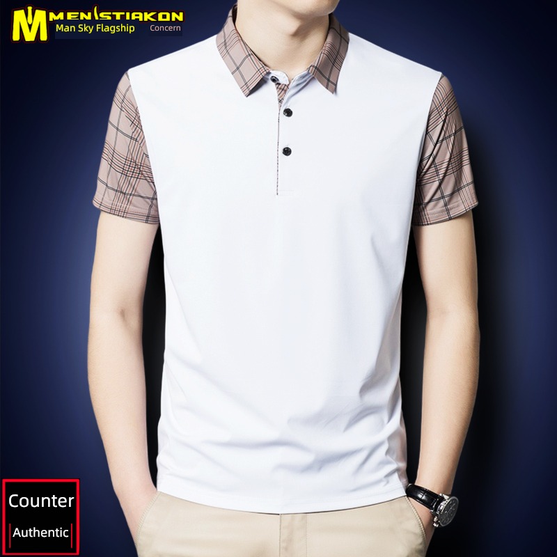 male tide summer Thin money middle age leisure time Short sleeve T-shirt