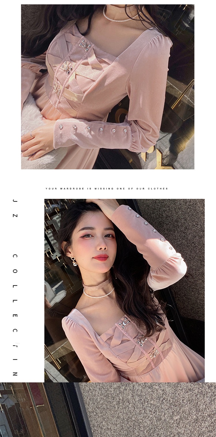 JZ Craftsman velvet Autumn and winter Women's wear domineering lady Dress